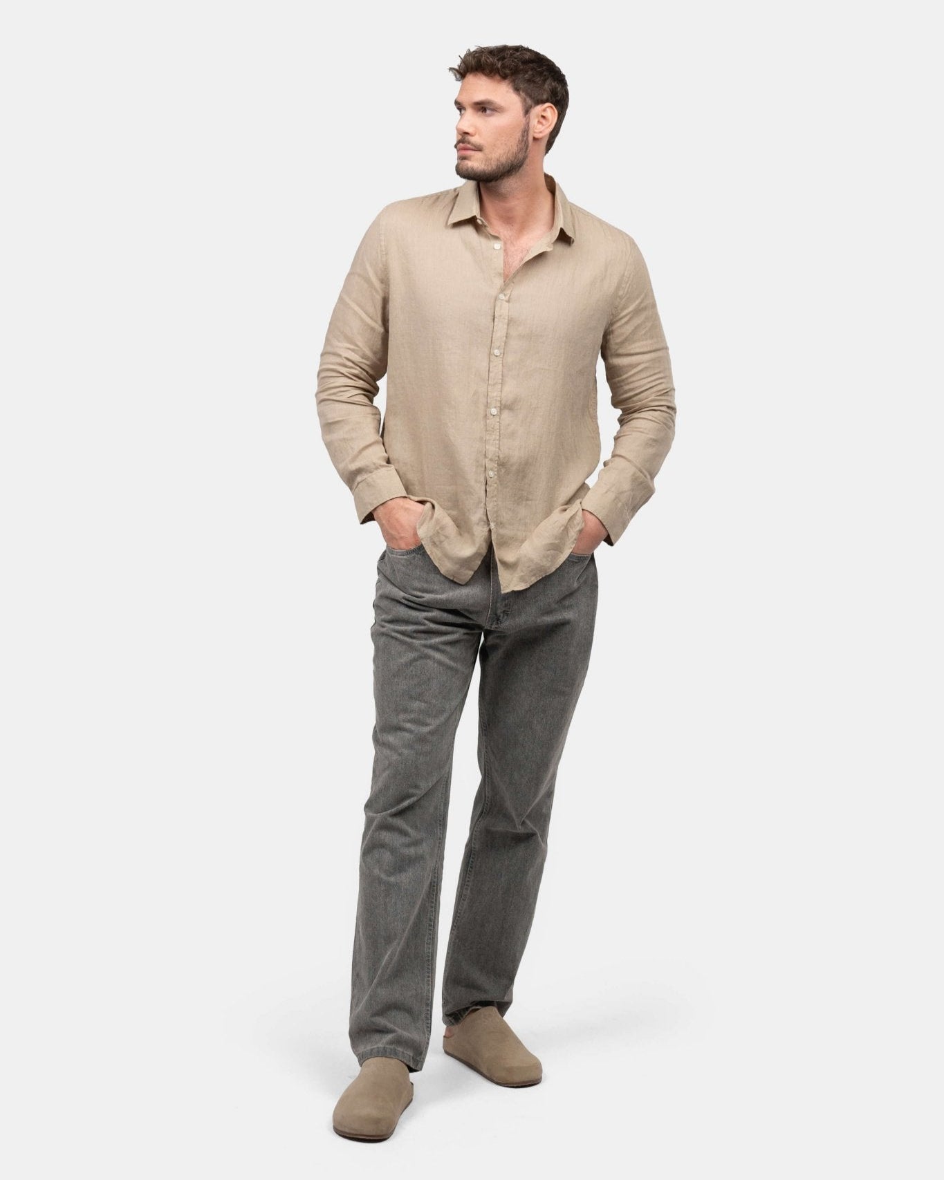 Langærmet Hørskjorte Mokka | Skagen - clothing.dk